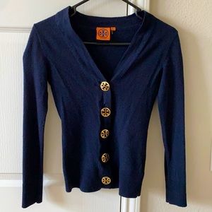 Tory Burch navy cardigan XXS